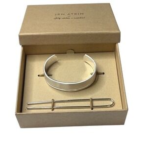 Jen Atkin X Chloe + Isabel Hair Bun Cuff and Pin Set Brushed Silver Tone